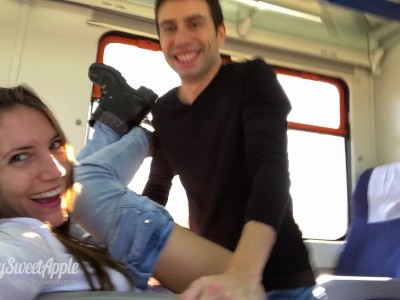 Amateur Couple Fucking on a Train with Facial
