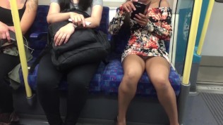 Daring Public Upskirt on a Train in London