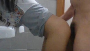 Student girl fucked in public bathroom before exam