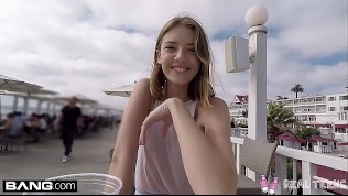 Teen POV pussy play in public